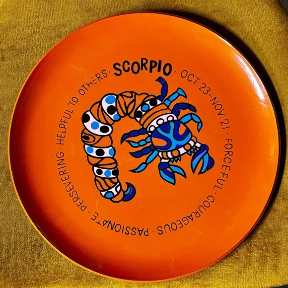 Vintage 70s orange Scorpio astrology tray - Picture 1 of 7